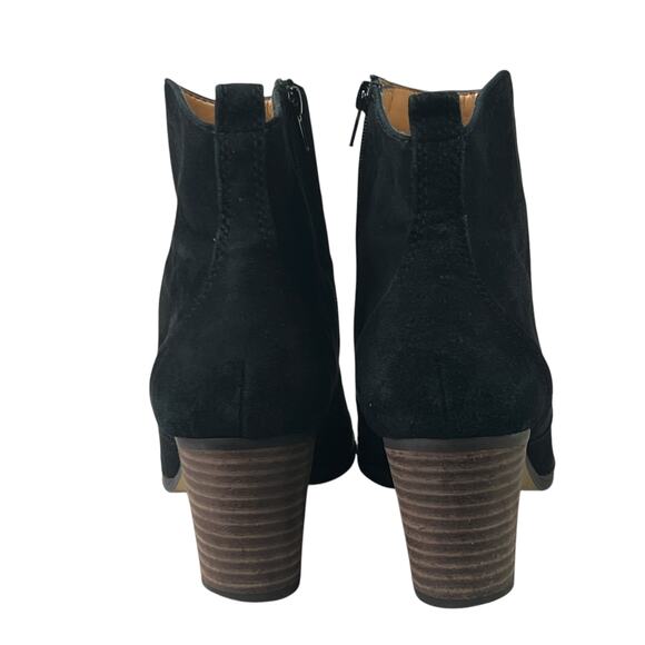 J. Crew Women’s Quinn Black Suede Ankle Boots Size 7 Block Heel Side Zip Booties - Picture 4 of 13